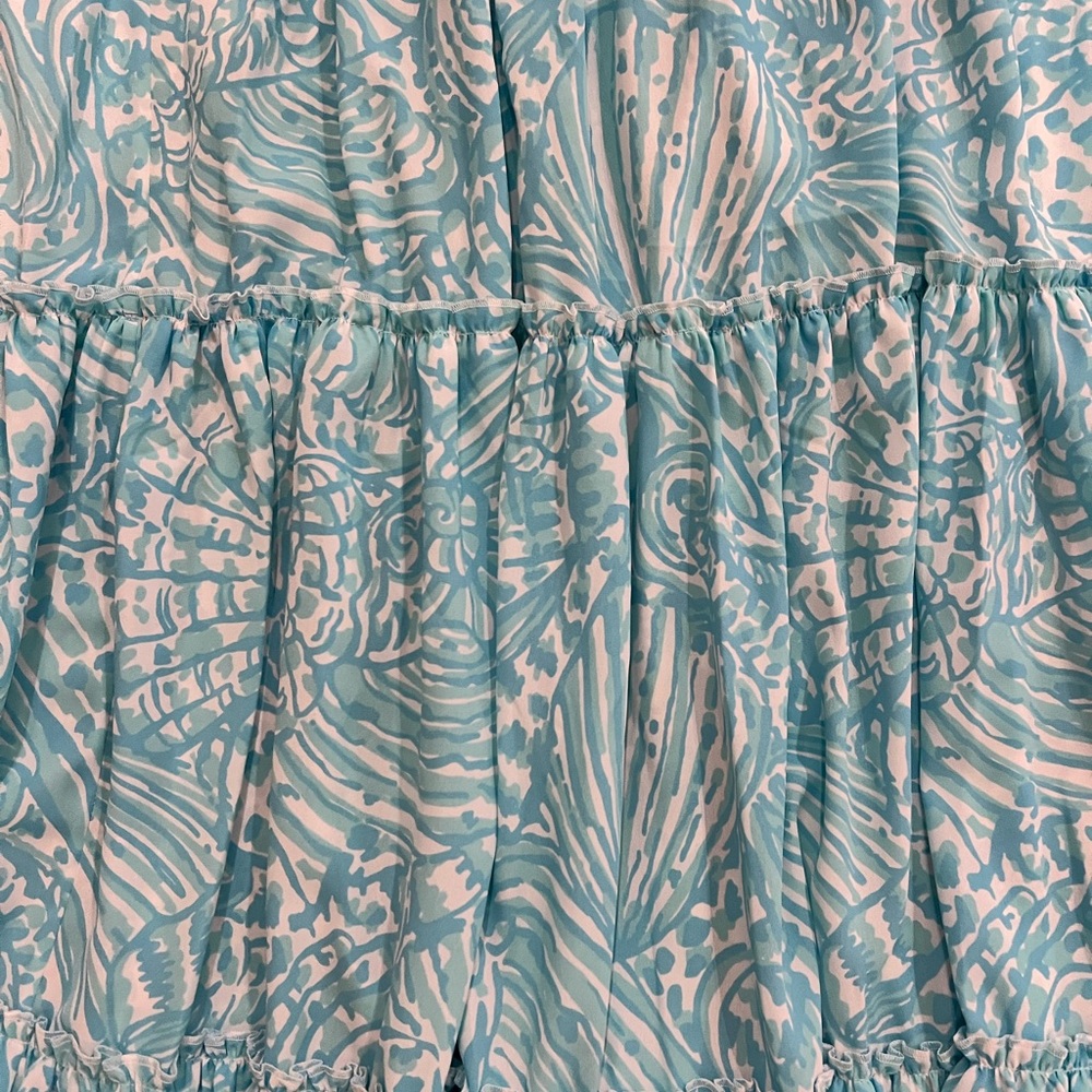 SOLD - LILLY PULITZER HANALEI MAXI SKIRT SUCCULENT BLUE SEA CUPS 🌊 - Picture 3 of 5